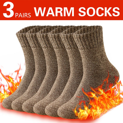 3 Pairs Winter Thick Towel Men's Socks Man's Outdoor Sports Long Socks Cold Resistant Frost Proof Snow Socks For Man Gift 39-44