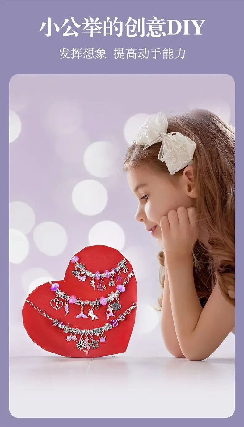 Diy Jewelry Making Kit Toys DIY Beaded Bracelet Set with Storage Box for Girls Gift Acrylic European Large Hole Beads Handmade