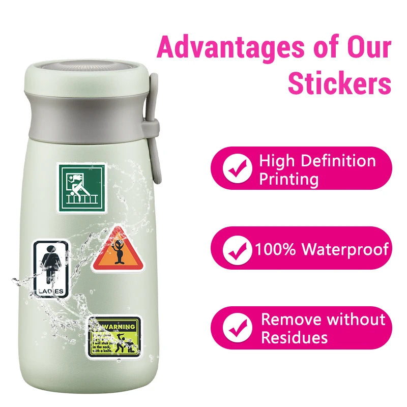 50PCS Funny Warning Sign Stickers Waterproof Vinyl Decals for Laptop Water Bottle,Sign Stickers Decoration Supplies Classic Toys