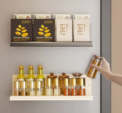 Magnetic Kitchen Refrigerator Storage Rack Without Punching Wall-mounted Condiments Spice Shelf Household Organizer