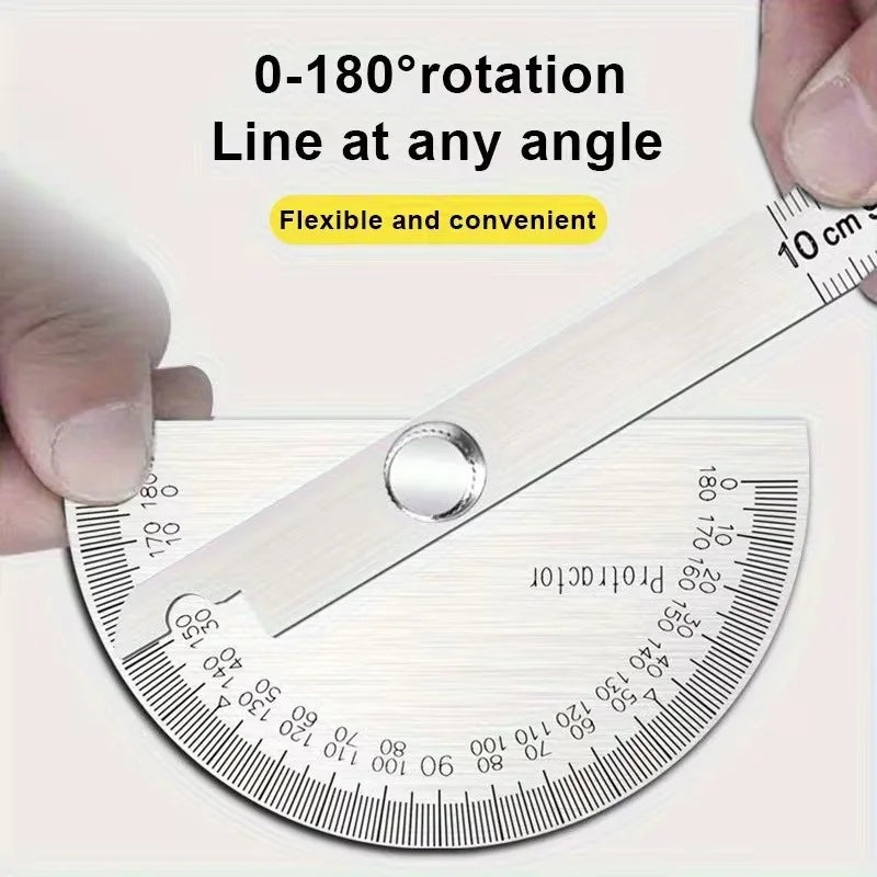 Stainless Steel Adjustable Protractor, Precision Angle Measuring Tool for Woodworking, Carpentry & DIY