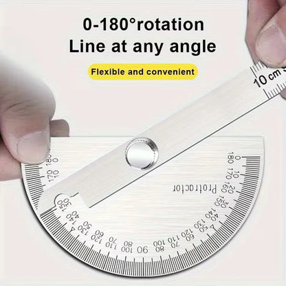 Stainless Steel Adjustable Protractor, Precision Angle Measuring Tool for Woodworking, Carpentry & DIY