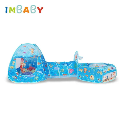 IMBABY 3 in 1 Ball Pool Folding Tent Tunnel for Children Ball Pit Playpen Crawling Tunnel Playground Corral Demgames Games Fence