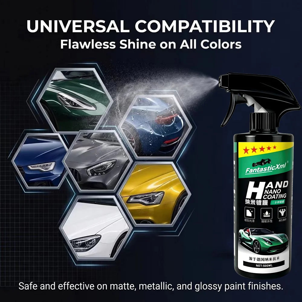 This 500ml large-capacity nano-ceramic paint coating protective liquid is suitable for DIY paint repair, anti-oxidation, anti-fading, hydrophobic, and anti-fouling applications. One bottle can be used on multiple car models a