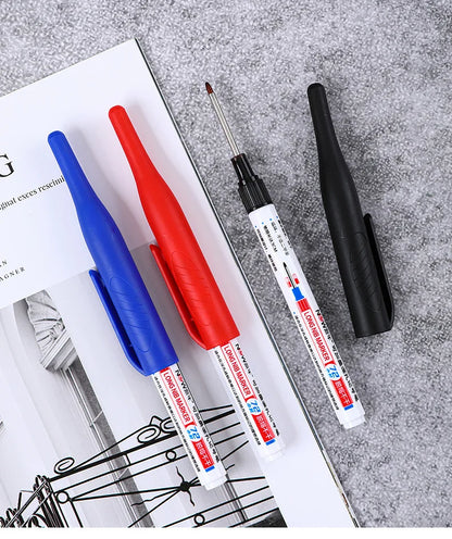 4Pcs/Set 30mm Deep Hole Long Nib Head Markers For Metal Perforating Pen Waterproof Bathroom Woodworking Decoration Multi-Purpose