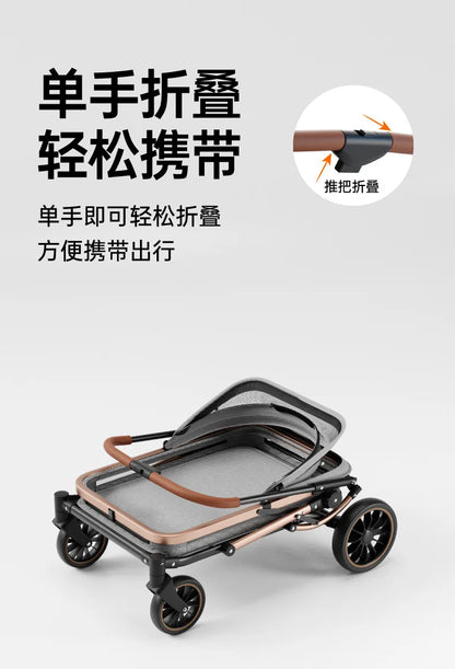Foldable Large Giant Dog Stroller Lightweight Portable Multi Cat Pet Carrier for Senior Dogs Outdoor Travel