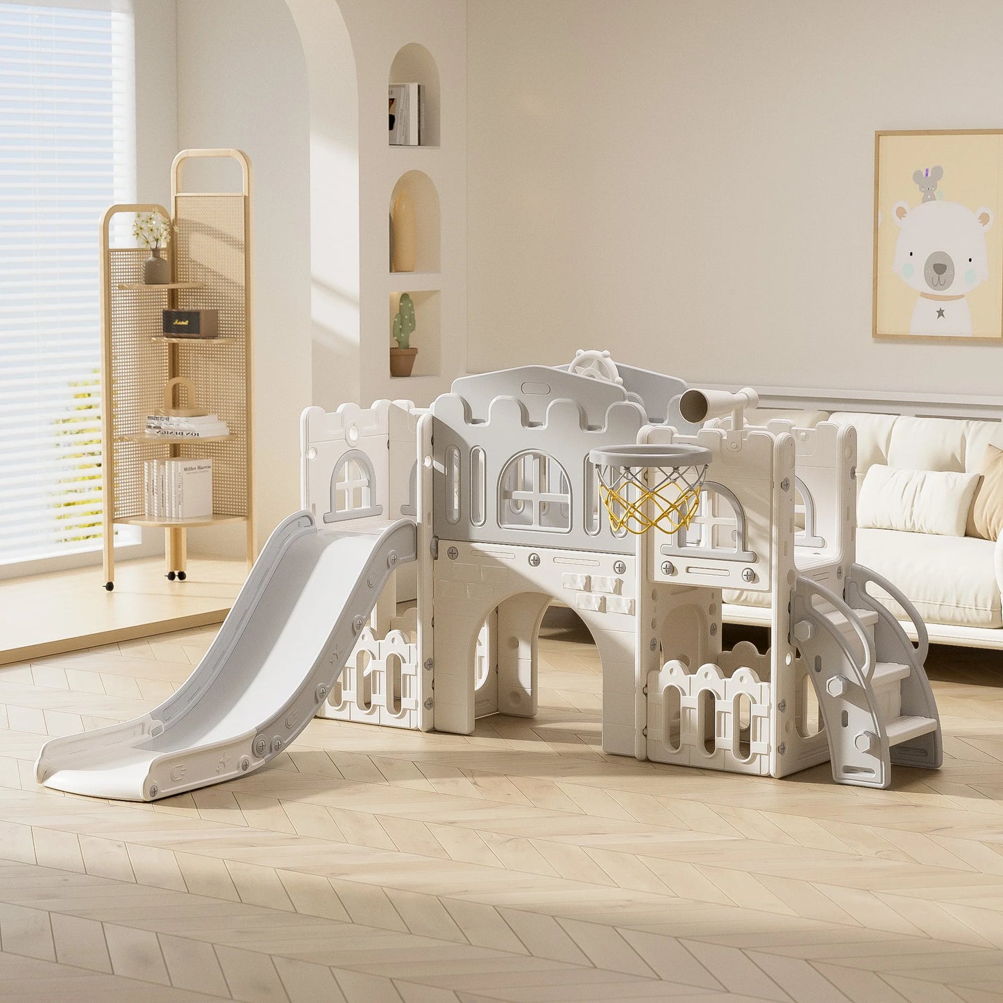 Children's Slide Outdoor Indoor Domestic Baby Sports 8 in 1 Slide Playset Family Multifunction Amusement Park Toys