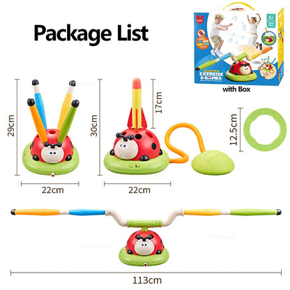 Musical Jump Sports Toys Toss Multifunction Ring Game Toy and Rocket Launcher for Kids Fitness Training Outdoor Game Gifts