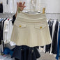 Vintage Woolen Mini Skirts Women Korean Preppy Black Pleated Skirt Winter Elegant Ladies High Waist White A Line