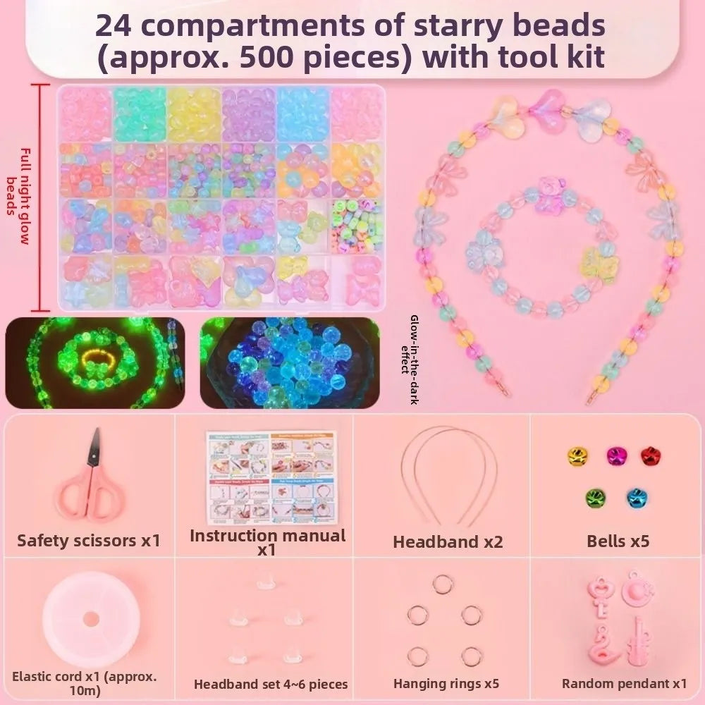 24 Grid DIY Handmade Beaded Kit Acrylic Creative Beads Bracelet Making Kit Cute Kawaii DIY Jewelry Making Kit Educational Craft
