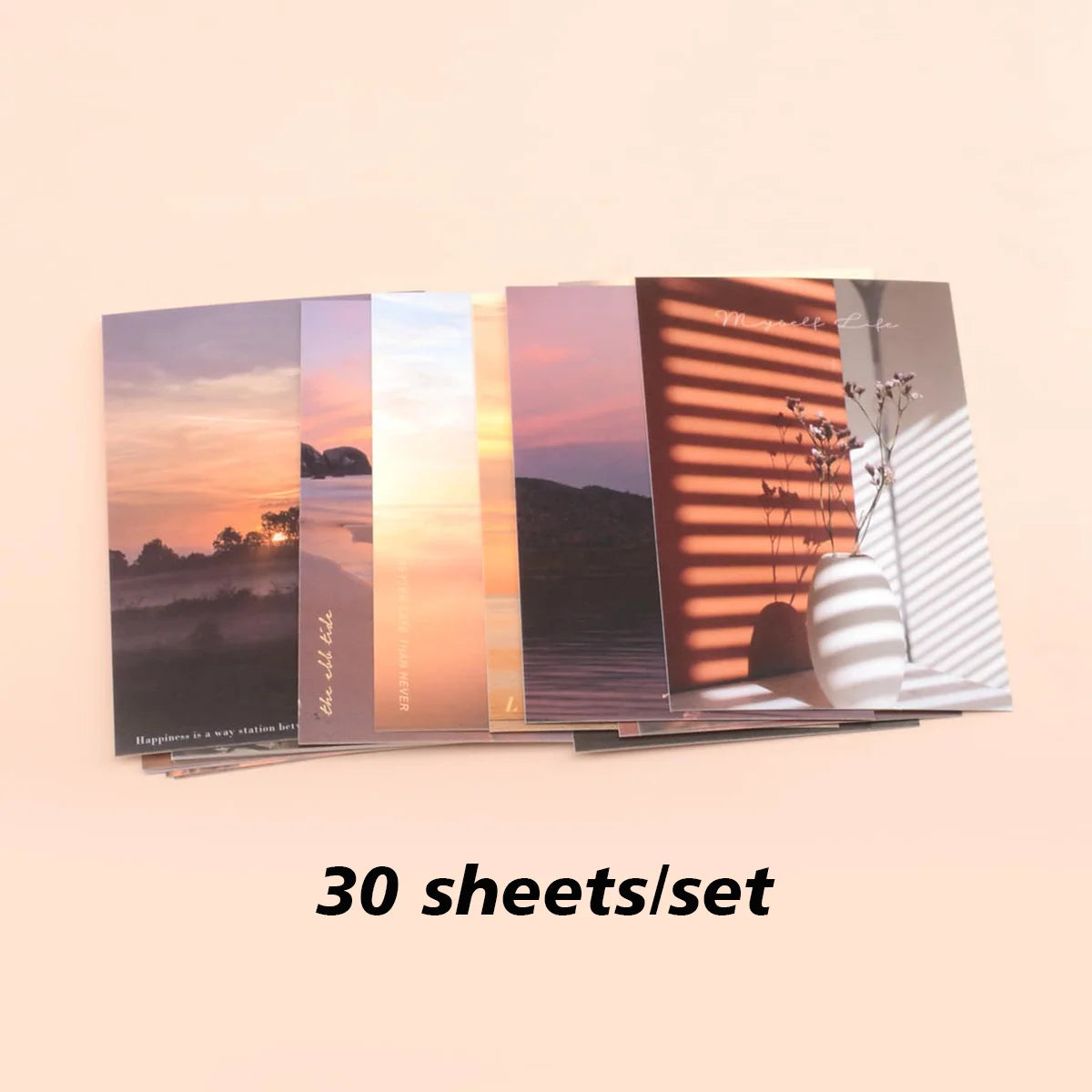 30pcs/pack Lifestyle-Themed Decorative Cards, Various Patterns, for Home Walls and Photo Frames (Includes Stickers)