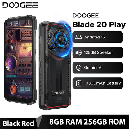 Global Version DOOGEE Blade20 Play 5G Rugged Phone 6.6'' Gemini Al 125dB Speaker 10300mAh Battery NFC Android 15 Mobile Phone