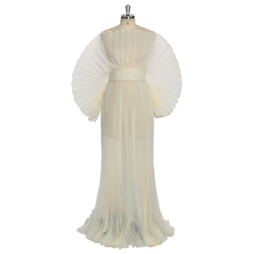 Fashion Organza Pleated Maternity Dress for PhotoShoot Pregnancy White Dress Plus Size Photography and Maternity Dresses YEWEN