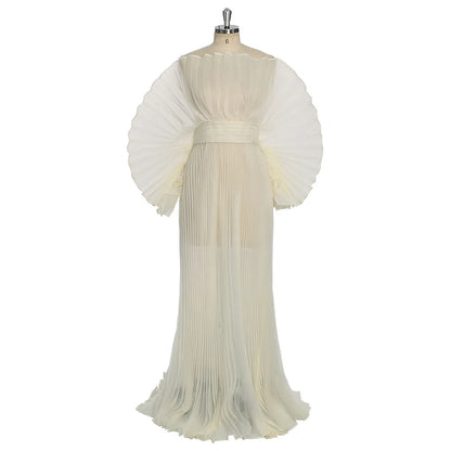 Fashion Organza Pleated Maternity Dress for PhotoShoot Pregnancy White Dress Plus Size Photography and Maternity Dresses YEWEN