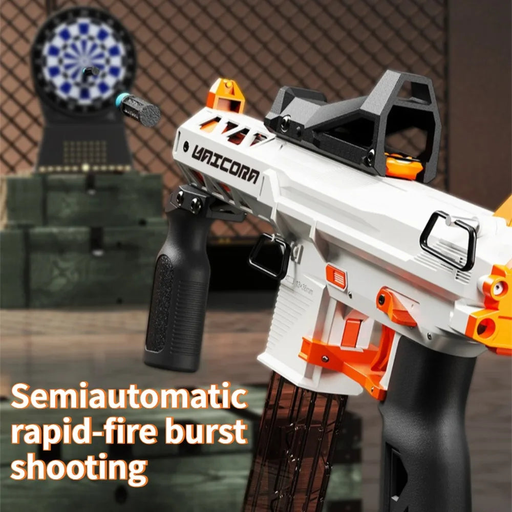 KM9 Unicorn Nylon Soft Powder Launcher Handheld Adult Soft Powder Gun Toy Model Birthday Holiday Gift