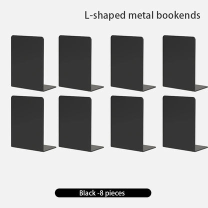 Bookends 6 Pair, White Metal Book Ends, Bookends for Shelves, Book Stopper for Heavy Books, Book Dividers for Home Office
