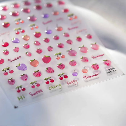 Line Flower Powder Blusher Love Heart High Quality Jelly Series Adhesive Nail Sticker Nail Art Decoration Decals Design T-2830