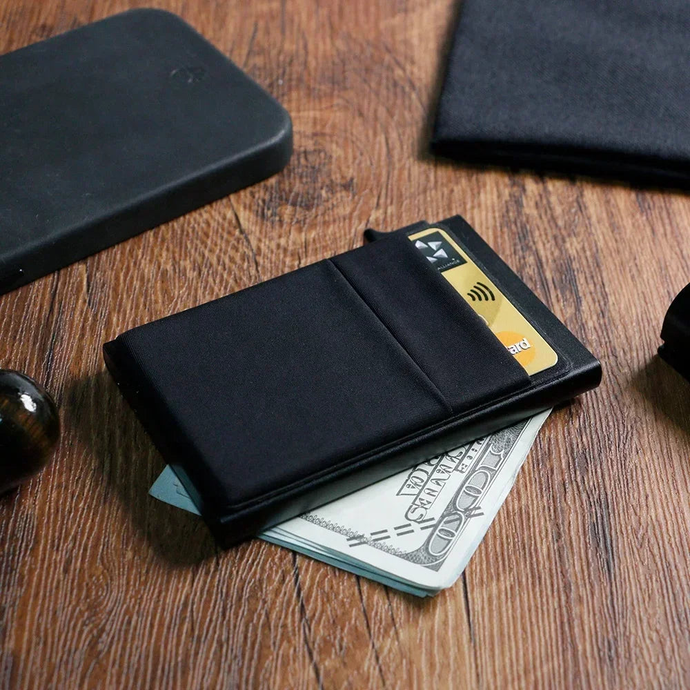 Unisex Anti Rfid Blocking Protected ID Credit Magic Card Holder Men Thin Slim Minimalist Smart Wallets Metal ID Cardholer Case