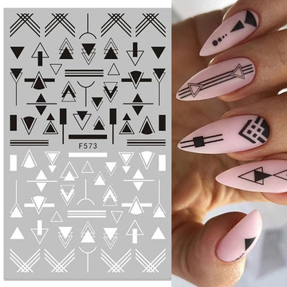 Black and White Love Flowers Line Art 3D Stickers Nail Decals Nail Art Accessories Butterfly Rose Nail Stickers Nail Sliders