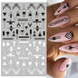 Black and White Love Flowers Line Art 3D Stickers Nail Decals Nail Art Accessories Butterfly Rose Nail Stickers Nail Sliders