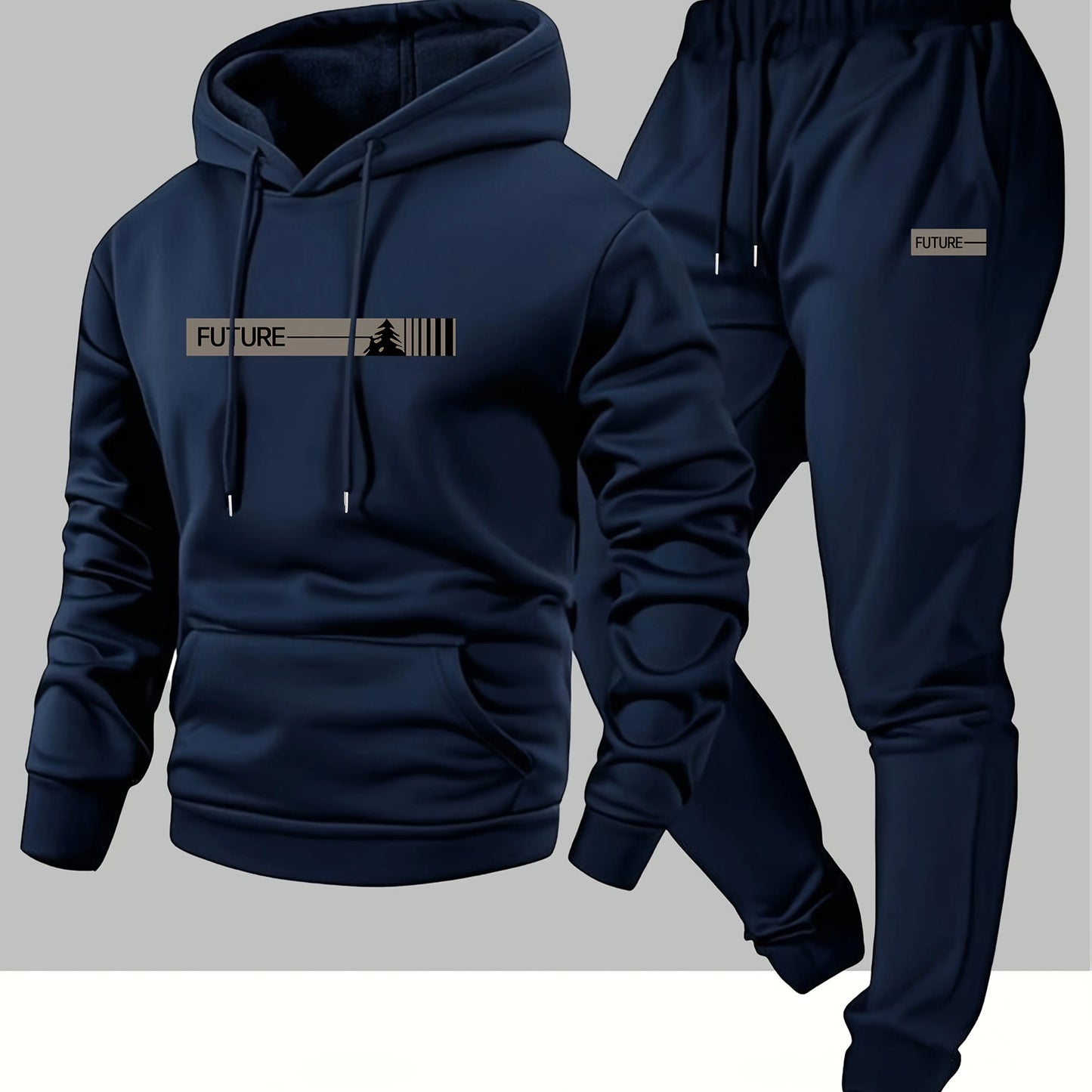 The 2026 new men's two-piece casual long-sleeved hooded sports shirt and sports pants set is suitable for wearing in autumn