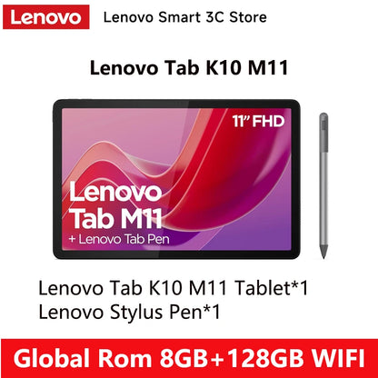 Global ROM Lenovo Tab M11 K10 11” 90Hz Display Android 13 L1 MediaTek Helio G88 8GB/128GB 7040mAh Battery 4G LTE Tablet 2025