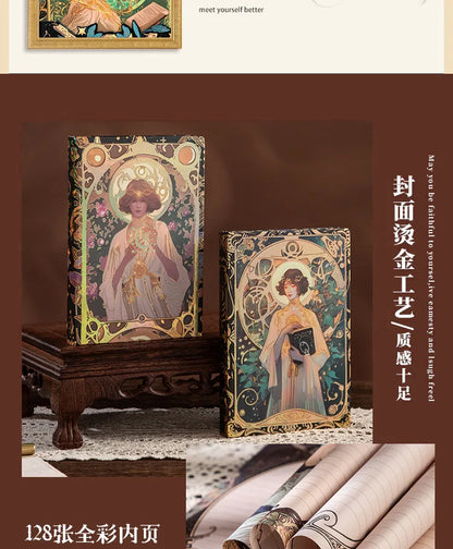 Renaissance A5 Notebook,Oil Painting Hardcover Illustrations,Full-Color Handbook,128 Sheets/Book,100GSM,Professional Handbook