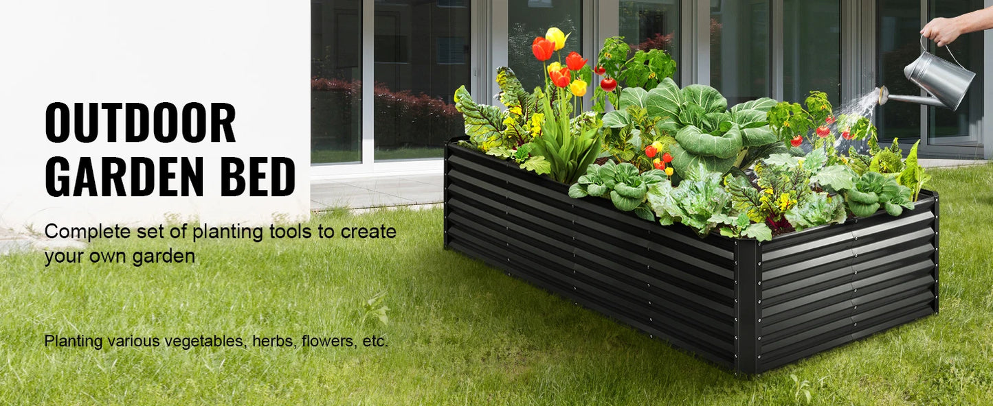 SucceBuy Raised Garden Bed Outdoor Planting Boxes with Open Base for Growing Flowers/Vegetables in Backyard/Garden/Patio/Balcony