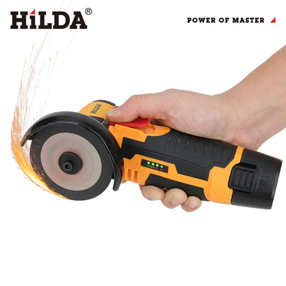 HILDA 12V Mini 3 Inch Brushless Electric Angle Grinder Micro Lithium-ion Polisher Diamond Cutting And Grinding Machine Men Gift