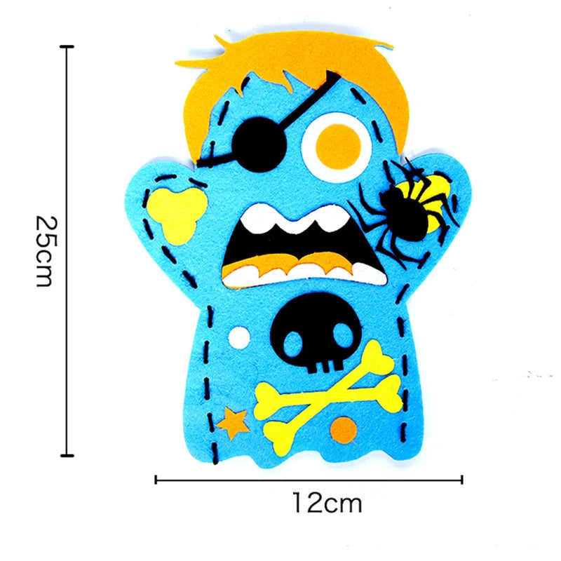 3Pcs Halloween Hand Puppet DIY Craft Toy Felt Sewing Kit Hand Finger Story Puppet Kindergarten Creative Children Educational Toy