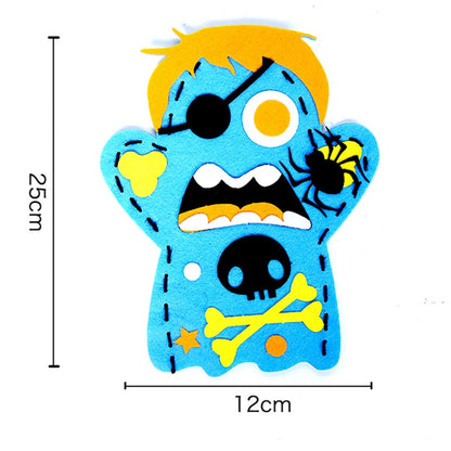 3Pcs Halloween Hand Puppet DIY Craft Toy Felt Sewing Kit Hand Finger Story Puppet Kindergarten Creative Children Educational Toy