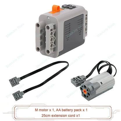 MOC Power Functions M/L/XL Motor Battery Box IR Remote Receiver for RC Car Robot Model Building Blocks Technical Modified Parts