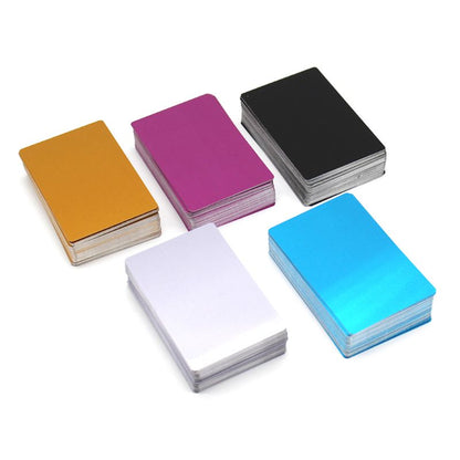 100 Pack Thick 0.18mm Business Cards Blanks Colored Finish Aluminum Metal Cards