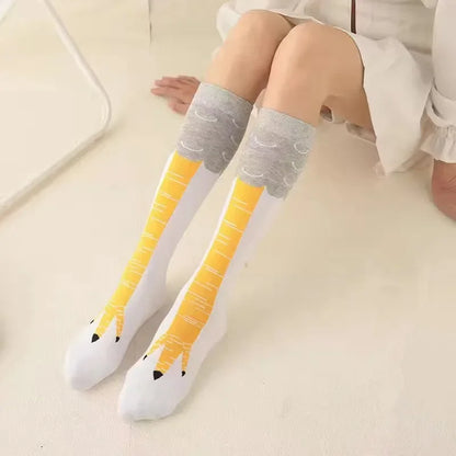 Men Funny 3D Chicken Socks Print Cartoon Cosplay High Flexibility Thigh High Sock Cotton Fashion Thin Toe Feet