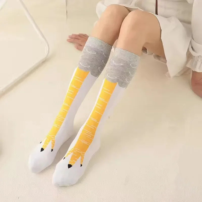 Men Funny 3D Chicken Socks Print Cartoon Cosplay High Flexibility Thigh High Sock Cotton Fashion Thin Toe Feet