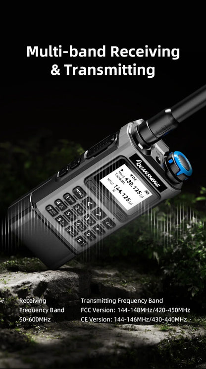 QUANSHENG K1 Air Band Walkie Talkie Wireless Copy Frequency Meter Type-C Charging NOAA Multi-Band Portable Two Way Radio UV