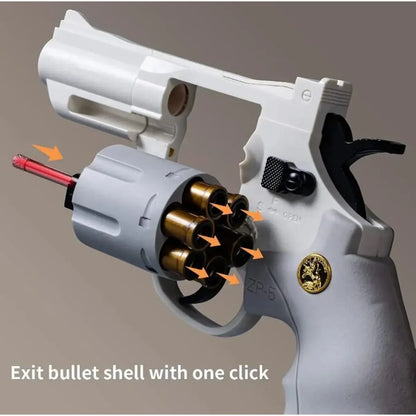 Continuous Fire ZP5 357 Revolver Launcher Toy Gun with Soft Dart Bullets for CS Outdoor Game Fun Gifts for Kids and Adults
