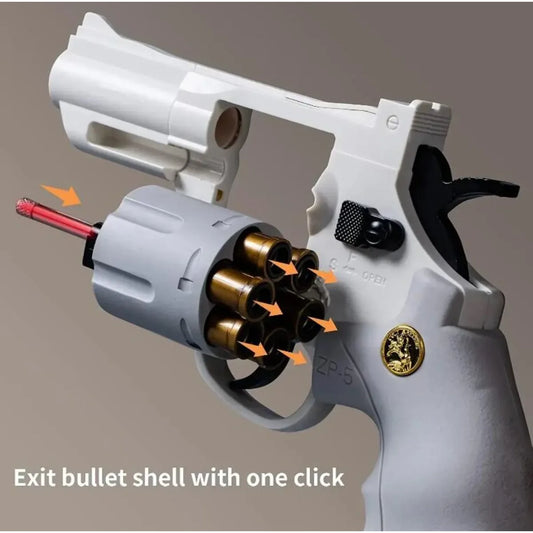 Continuous Fire ZP5 357 Revolver Launcher Toy Gun with Soft Dart Bullets for CS Outdoor Game Fun Gifts for Kids and Adults