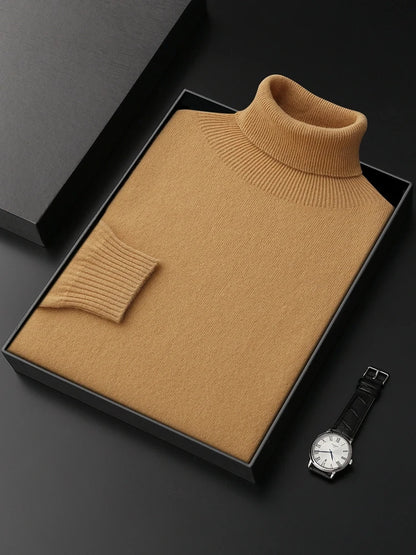 Men's Turtleneck 100% Cashmere Sweater Autumn Winter Basic Long Sleeve Pullover Cashmere Knitwear Soft Warm Comfy Clothing