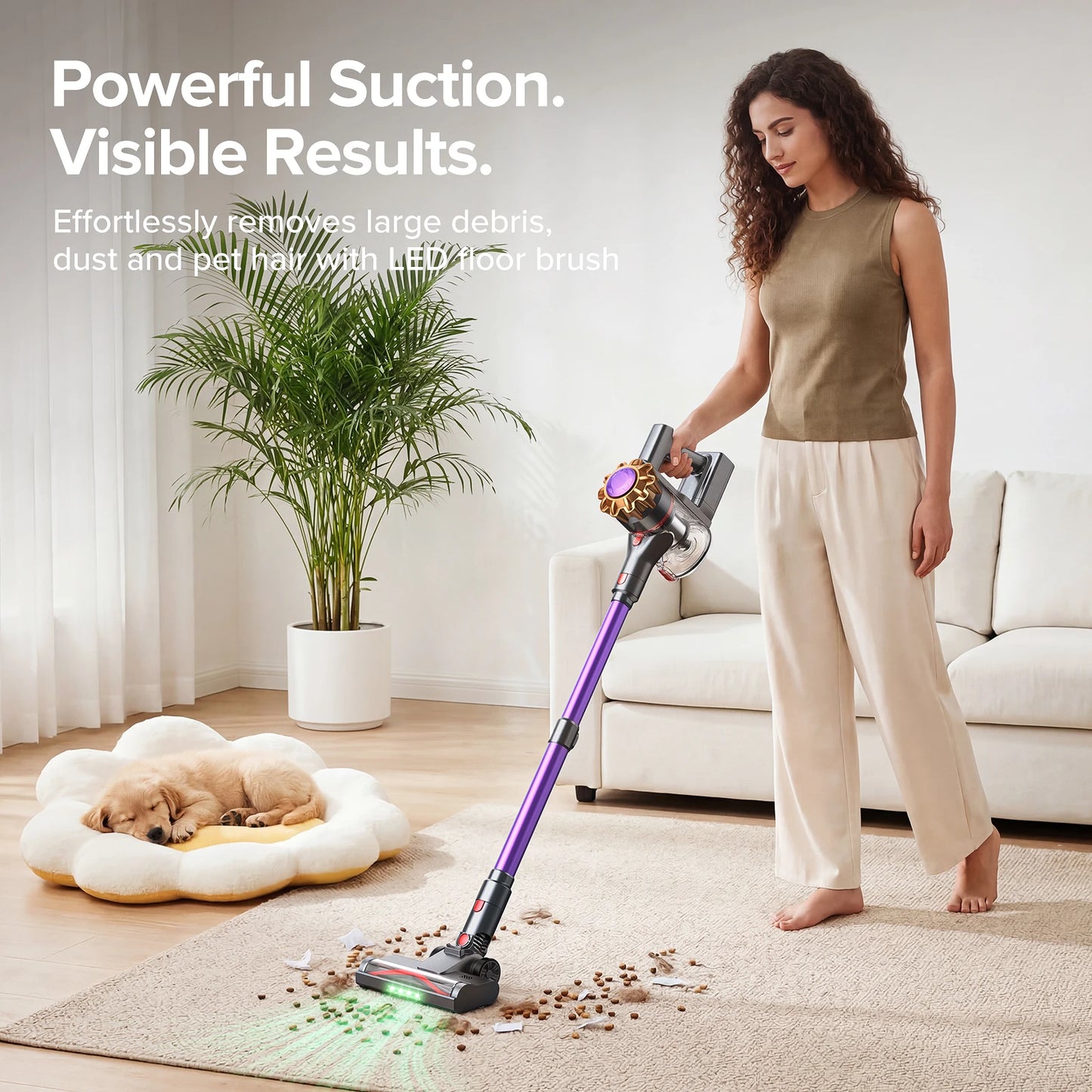 Lubluelu P7 300W/35KPA Cordless Vacuum Cleaner, 30Mins Self-Standing Vacuum Cleaners for Home, Anti-Tangle Stick Vacuum