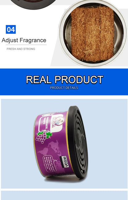 Car Air Freshener: 12 Kinds Scent | Organic Cans | Odor Eliminator Essential | Long-Lasting | Strong Fragrance | For Home