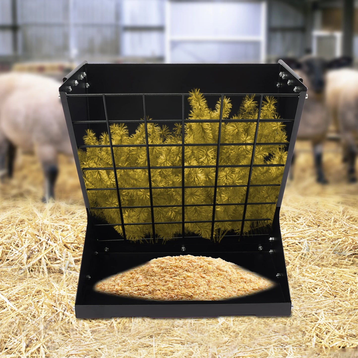 Heavy Duty Metal Country Manufacturing Wall Mount Combo Horse Feeder Goat Sheep Hay Rack Livestock Feeder Distance Adjustable