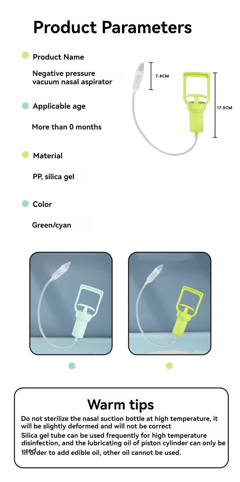Baby Nasal Aspirator Powerful Hand Pump Safe Comfortable Nose Cleaner For Newborns Toddlers Kids Congestion Relief Mucus Remover