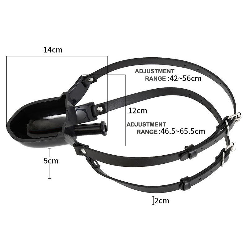 Fetish Toilet Funnel Open Mouth Gag Mask Hood PU Leather BDSM Funnel Oral Enema Drool Plug Gag Head Harness Bondage Adult Game