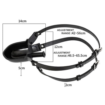 Fetish Toilet Funnel Open Mouth Gag Mask Hood PU Leather BDSM Funnel Oral Enema Drool Plug Gag Head Harness Bondage Adult Game