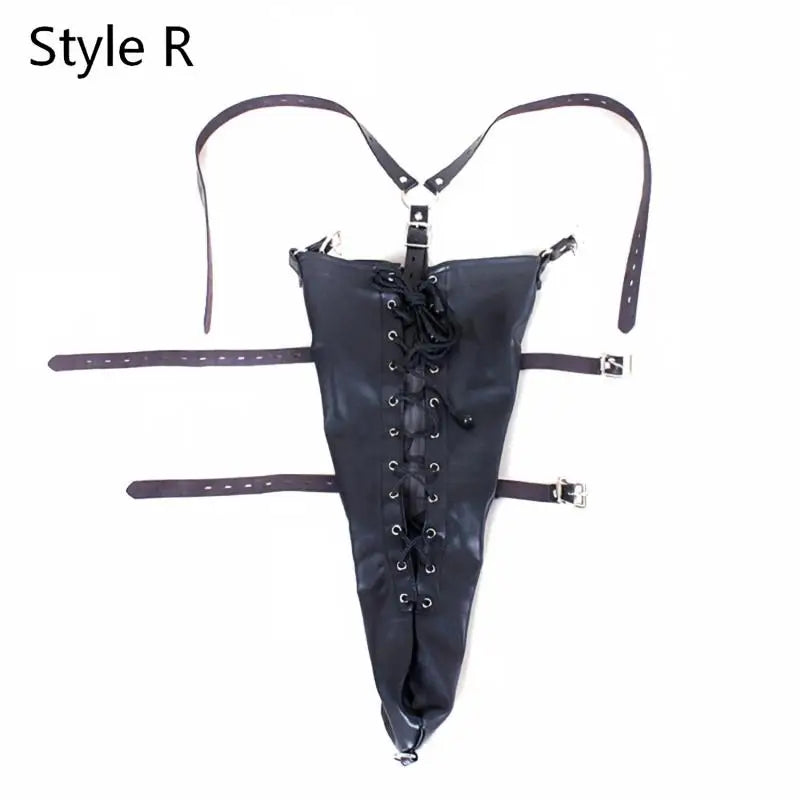 BDSM PU Leather Straitjacket Bondage Body Harness Adult Game Straight Jacket Halloween Clubwear Costume Armbinder Sex Toys Women