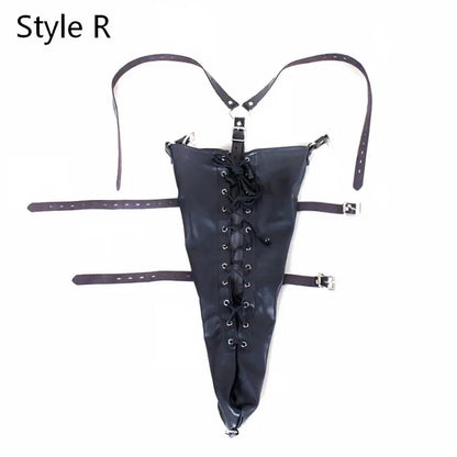 BDSM PU Leather Straitjacket Bondage Body Harness Adult Game Straight Jacket Halloween Clubwear Costume Armbinder Sex Toys Women