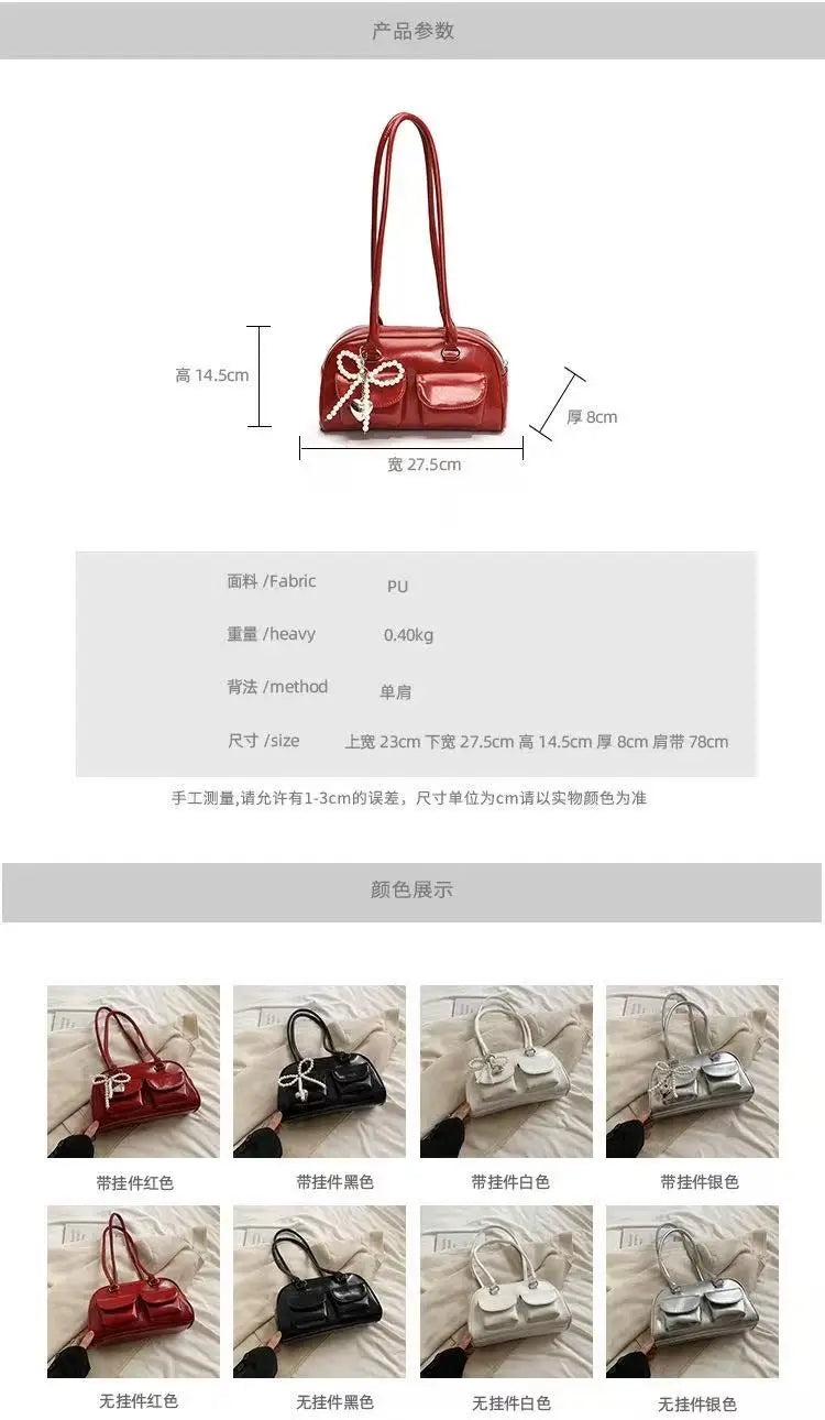 Fashionable Underarm Bow Bag for Women 2024 Korean Edition New Simple Leisure Pillow Bag Trendy Versatile Shoulder Bag