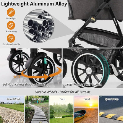 STLFHot Sale 3 in 1 Lightweight Aluminum Pet Stroller 4 Wheels Foldable Multifunction Travel System for Small Medium Dogs Cats