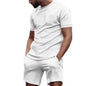 New hot selling 2026 men's two-piece sportswear short sleeved T-shirt and pants set running and fitness sportswear summer